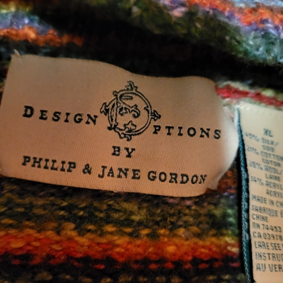 Design Options Philip & Jane Gordon Multicolored Silk Wool Cardigan Size XL - Picture 3 of 6